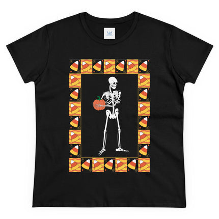 Candy Corn Skeleton Women's Midweight Cotton Tee