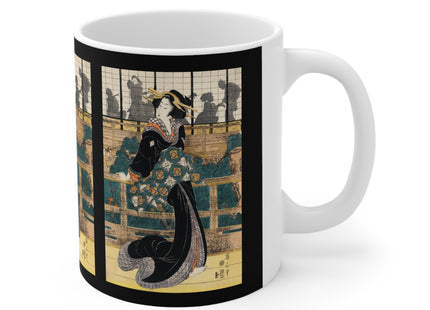 Japanese woman woodcut print by Kikukawa Eizan Ceramic Mug 11oz