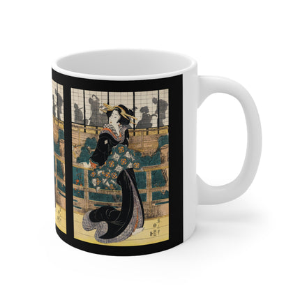 Japanese woman woodcut print by Kikukawa Eizan Ceramic Mug 11oz