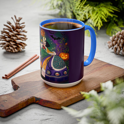 🎭🎃 The Masquerade Beneath The Pumpkin Lantern Colorful Mug – Theatrical Halloween Charm
