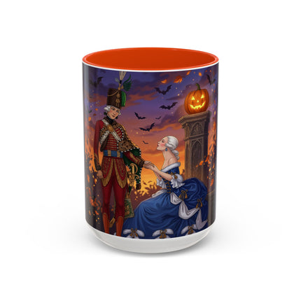 🎃💙 The Pumpkin Lantern Courtship Colorful Mug – Romantic Halloween Elegance