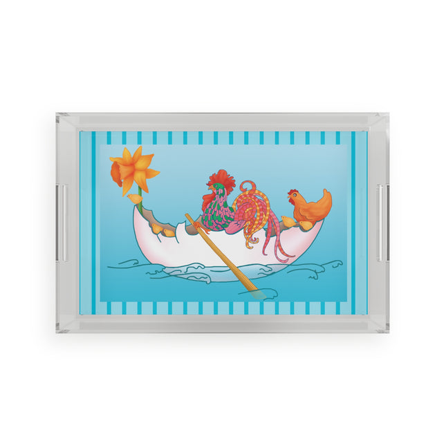 A Rooster's Seafaring Adventure Acrylic Serving Tray