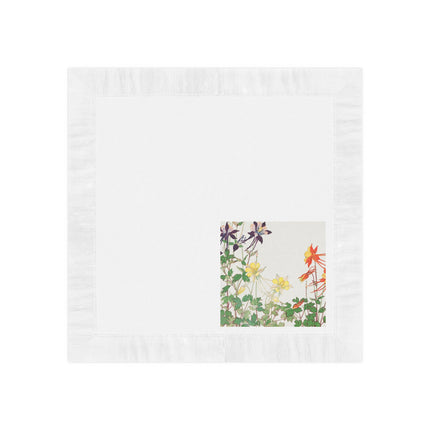 Aquilegia Flower by Tanigami Kônan White Coined Napkins