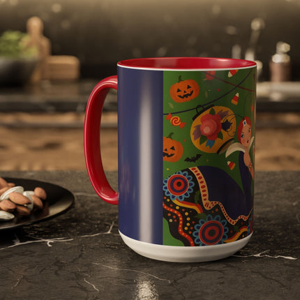 🏮🎃 The Lady Of Halloween Lanterns Colorful Mug – Colorful Art Deco Halloween Charm