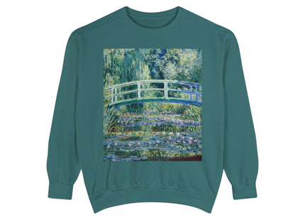 Water Lilies and Japanese Bridge by Claude Monet Unisex Garment-Dyed Sweatshirt