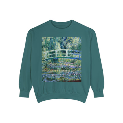 Water Lilies and Japanese Bridge by Claude Monet Unisex Garment-Dyed Sweatshirt