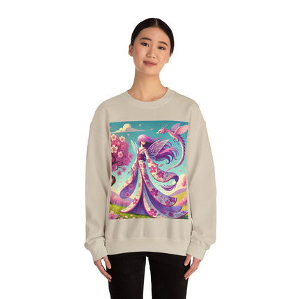 Petals in the Wind: The Kimono Fairy and the Sky Dragon Heavy Blend™ Crewneck Sweatshirt