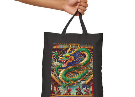 Tibetan Dragon Over Kabuki Duel Cotton Canvas Tote Bag