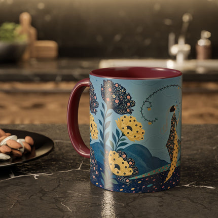 🌼🦋 The Enchanted Butterfly Garden Promenade Colorful Mug – Art Deco Floral Whimsy