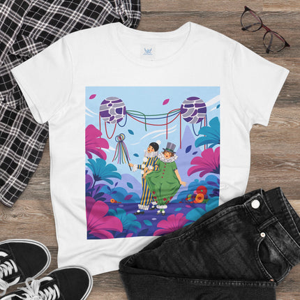 🎭🌸 The Garden Masquerade Cotton Tee – Art Deco Floral Whimsy