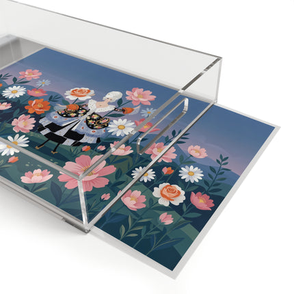 🌸🎀 The Grand Floral Promenade Acrylic Serving Tray – Art Deco Fashion Fantasy