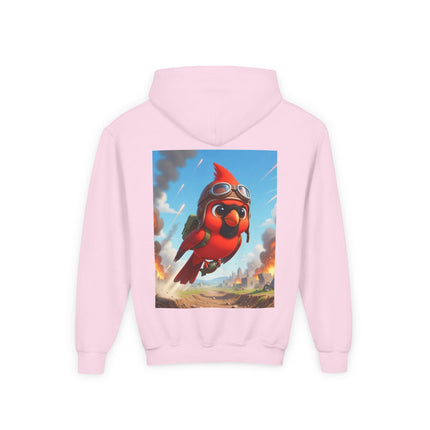 Cardinal Dive Bomber Youth Hooded Sweatshirt – Bold Flight & Fearless Adventure