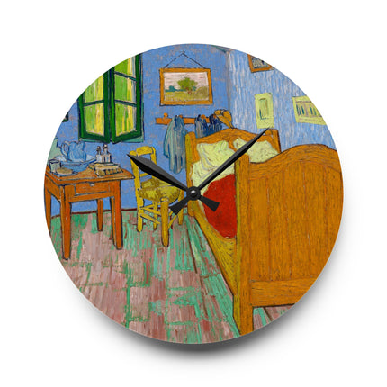 The Bedroom by Vincent van Gogh Acrylic Wall Clock, Round and Square