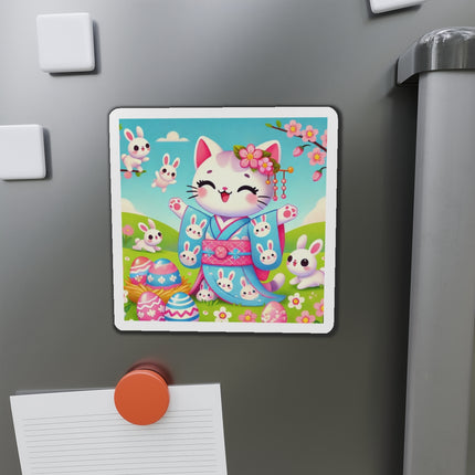 Springtime Kitten’s Easter Joy Die-Cut Magnets (5 Sizes)