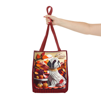 Shih Tzu at an Autumn Wine Tasting Tote Bag (AOP)