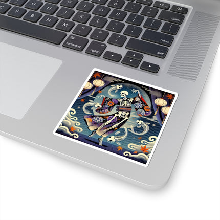 Skeleton Kabuki Performer Kiss-Cut Stickers (4 Sizes)