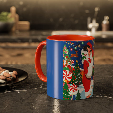 🦌🍬 The Lady Of The Peppermint Christmas Garden Colorful Mug – Colorful Art Deco Holiday Fantasy