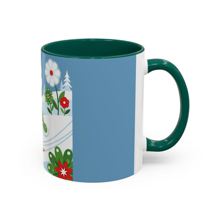 🎿❄️ The Winter Garden Skier Colorful Mug – Whimsical Holiday Fantasy