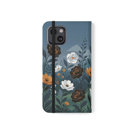 🌹💧 The Midnight Garden Keeper Flip Case – Art Deco Floral Fantasy