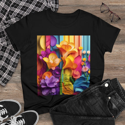 The Graceful Freesia Women's Midweight Cotton Tee