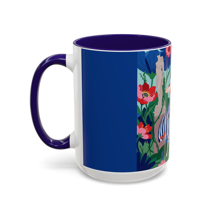 The Lady Of The Scarlet Bow Colorful Mugs – Art Deco Botanical Archer Elegance