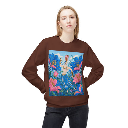 🌟🌸 The Starry Blossom Garden Dancer Midweight Crewneck Sweatshirt – Art Deco Floral Fantasy