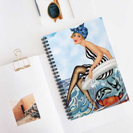 Playful Waves and Fashion Follies Spiral Notebook - Ruled Line