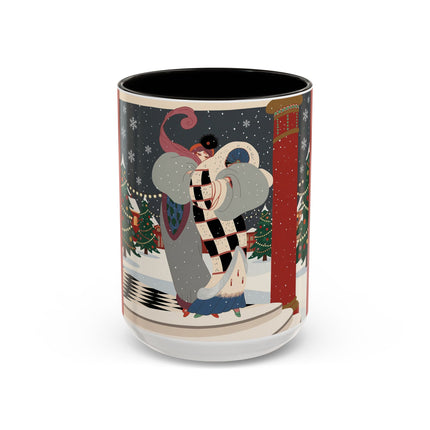 ❄️✨ The Winter Couture Promenade Colorful Mug – Art Deco Holiday Elegance