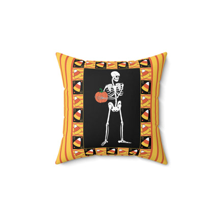 Candy Corn Skeleton Spun Polyester Square Pillow