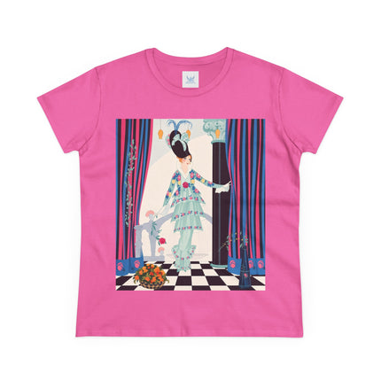 🌸🎭 The Lady Of The Garden Salon Cotton Tee – Art Deco Floral Elegance