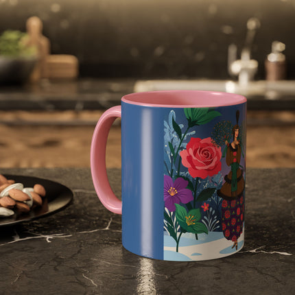 🌹❄️ The Holly Rose Of Winter Colorful Mug – Art Deco Christmas Garden
