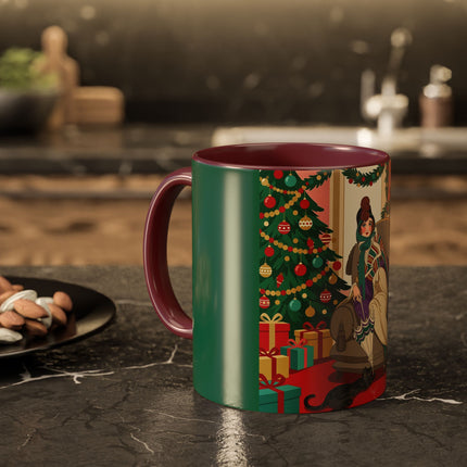 🖤🔥 The Lady Of The Christmas Hearth Colorful Mug – Art Deco Holiday Elegance