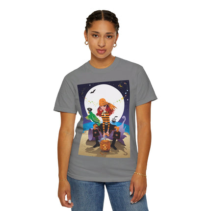 Moonlit Pirate Halloween Unisex Garment-Dyed T-shirt