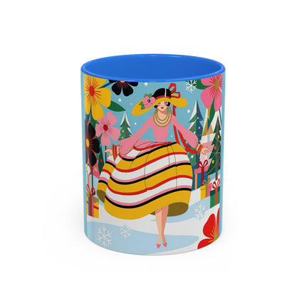 🌼🎄 The Christmas Blossom Belle Colorful Mug – Colorful Art Deco Holiday Fantasy