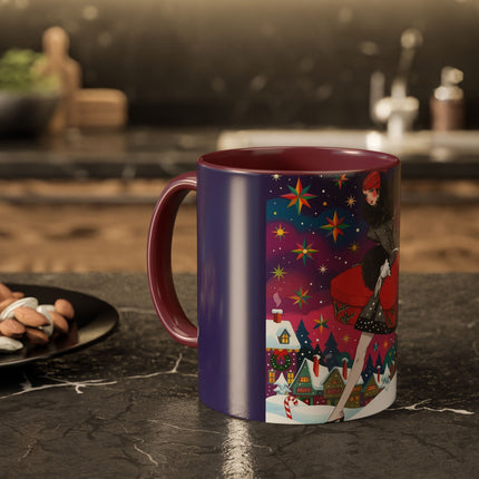 🎁✨ The Lady Of The Christmas Hatbox Colorful Mug – Art Deco Holiday Fantasy