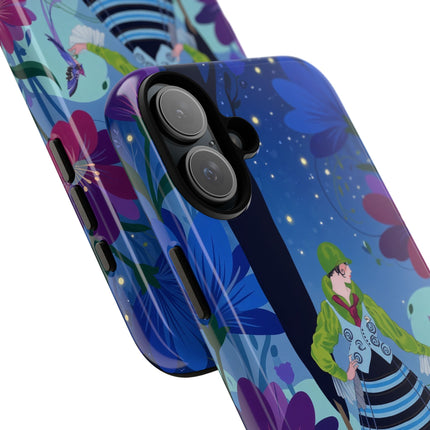 🌸🐦 The Lady Of The Midnight Bird Garden Phone Case – Art Deco Floral Fantasy