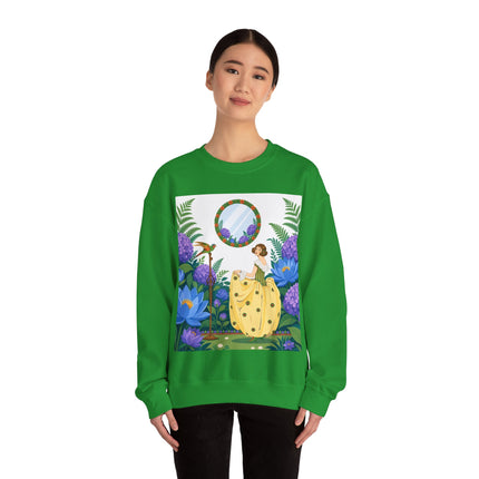 🦜🪷 The Parrot Garden Reflection Crewneck Sweatshirt – Art Deco Fashion Whimsy
