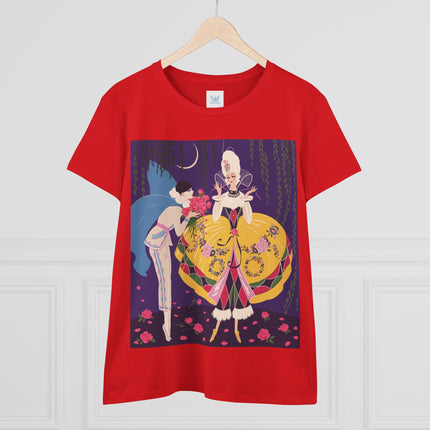 🌹🌙 The Queen Of The Midnight Roses Cotton Tee – Art Deco Garden Fantasy