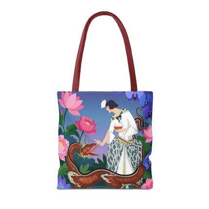 🐉🌸 The Dragon Keeper Tote Bag – Art Deco Floral Fantasy