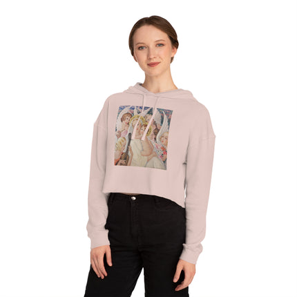 Madonna with Child surrounded by musical angels by Gerda Wegener Women’s Cropped Hooded Sweatshirt