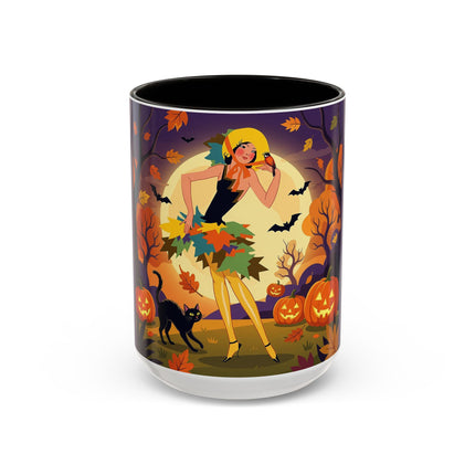 🌕🍂 Autumn Song Beneath The Harvest Moon Colorful Mug – Whimsical Halloween Charm