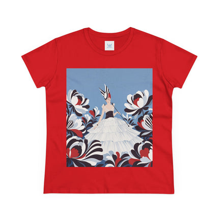 🖤🌸 The Black And Ivory Blossom Garden Cotton Tee – Art Deco Fashion Illustration