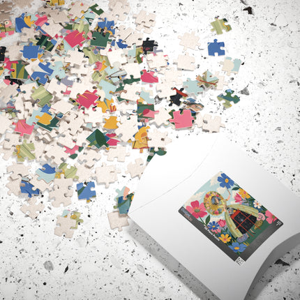 🌸🪞 The Floral Parasol Reflection Puzzle – Art Deco Garden Fantasy