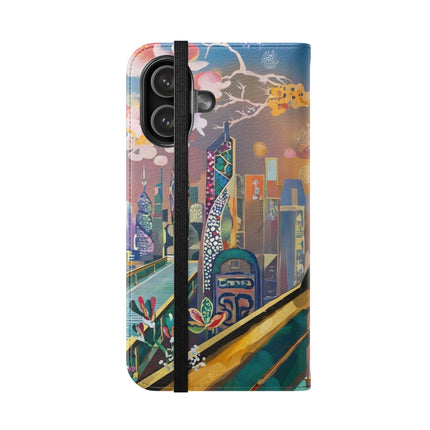 🤖🌆 Cyber Punk Robot Models Flip Case – Futuristic Fashion & Neon Elegance
