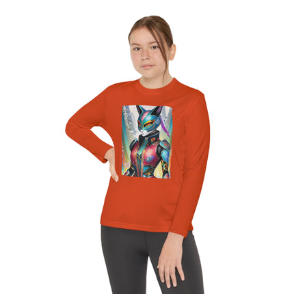 Cyberpunk Chic Youth Long Sleeve Competitor Tee – Holographic Style & Futuristic Adventure