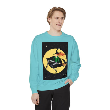 A Witch’s Moonlit Flight Unisex Garment-Dyed Sweatshirt