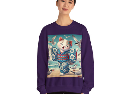 Geisha Kitten by the Seaside Heavy Blend™ Crewneck Sweatshirt