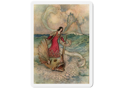 Rita Rides on the Dolphin by Warwick Goble Die-Cut Magnets (5 Sizes)