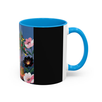 🌹🎄 The Lady Of The Candlelit Rose Tree Colorful Mug – Art Deco Christmas Garden