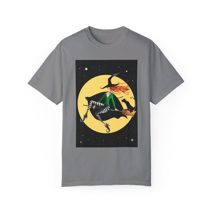 A Witch’s Moonlit Flight Unisex Garment-Dyed T-shirt